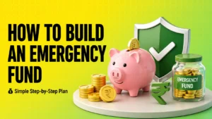 How to build an emergency fund - step by step savings guide with piggy bank illustration